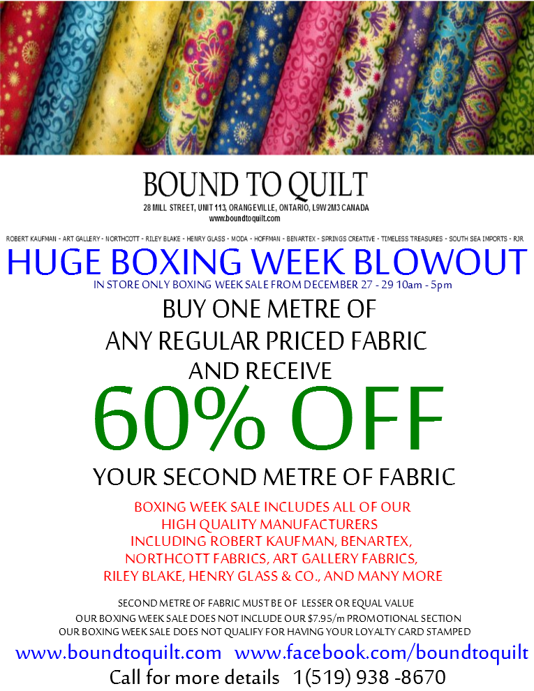 Bound To Quilt Canada: Huge 2012 Boxing Week Blowout