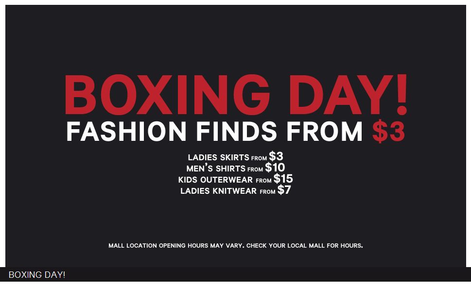 H M Canada Boxing Day Sale 2012 Boxing Day Canada