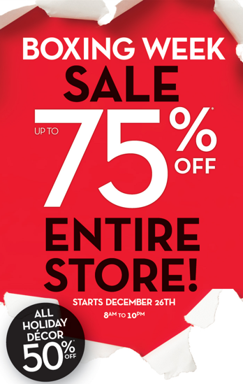 BOMBAY Canada boxing Day Sale